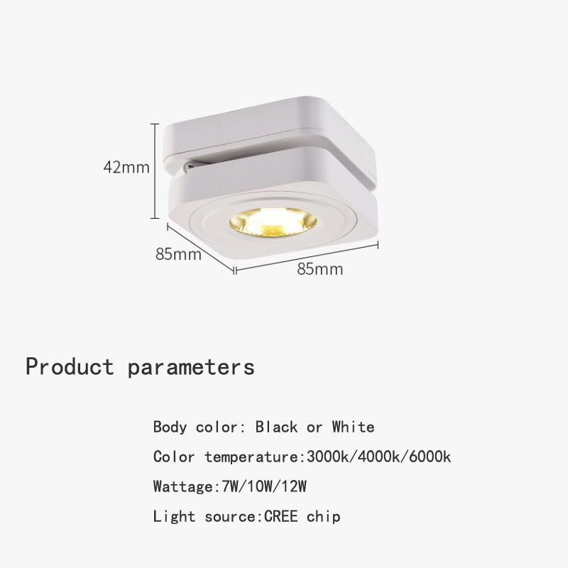Angle Adjustable Folding Square Surface Mounted Downlight Ceiling Lamp 7W 10W 12W LED COB Spot Light AC220V 230V Ceiling Light