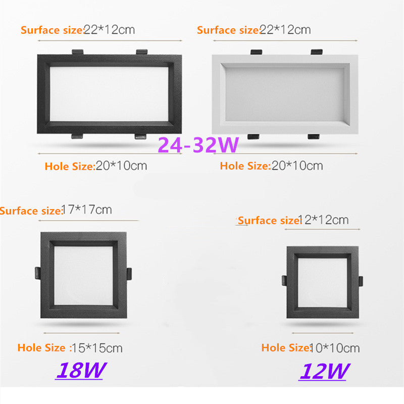 Dimmable LED Panel Recessed Led Downlight  12W 18W 24W 32W Square Spot Light Led Ceiling Lamp AC85-240V