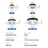 LED Downlight Recessed Round Aluminum LED Ceiling Lamp High Brightness 7W 10W 15W 20W 30W 36W Spotlight Warm Cold White 220-240V