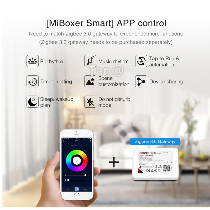 Miboxer 6W/12W RGB+CCT LED Downlight (Zigbee 3.0) Ceiling Light Round Panel Lamp Zigbee 3.0 Remote/APP/Voice Control AC100~240V