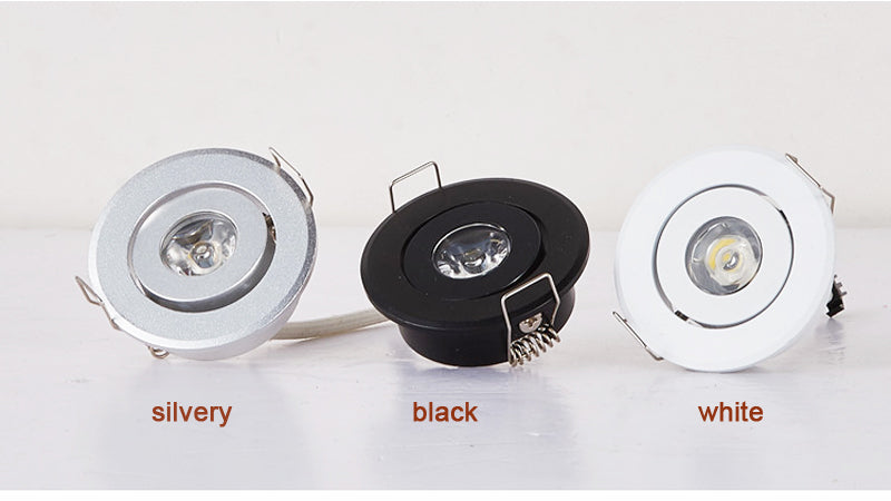 1W Mini led Downlight Cabinet Recessed Spot light led Driver Pure Nature Warm white and White Silver Black body AC85-265V