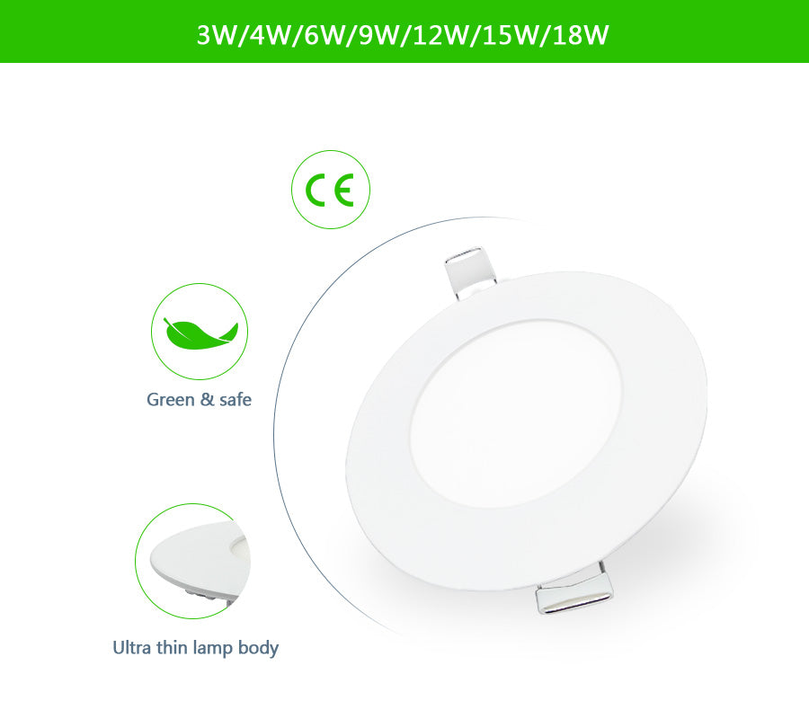 Dimmable LED Panel Light 3W 6W 9W 12W 15W 25W Recessed Ceiling LED Downlight Indoor Spot Light AC110V 220V Driver Included