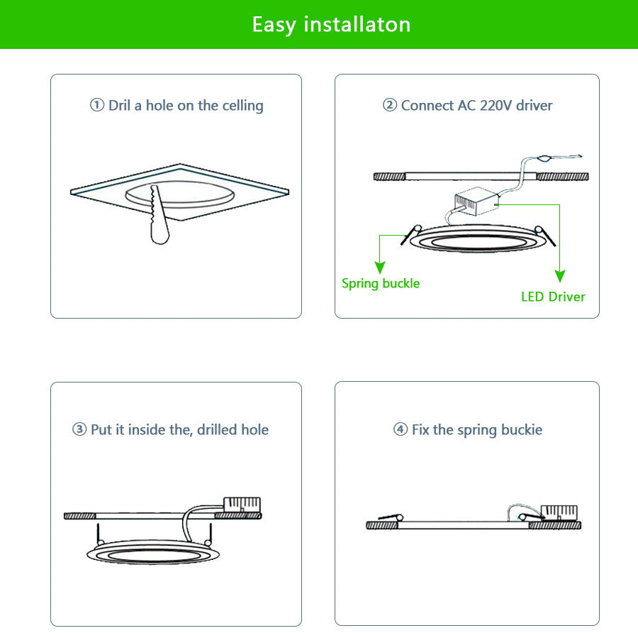 Dimmable LED Panel Light 3W 6W 9W 12W 15W 25W Recessed Ceiling LED Downlight Indoor Spot Light AC110V 220V Driver Included