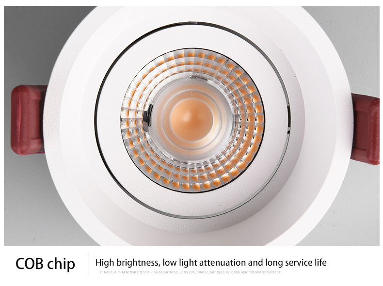 BRGT LED Spot Lights Recessed Downlight Aluminum Ceiling 5W 7W 12W 20W Cut Size 75mm Focus Lamp 110V 220V For Kitchen Home Indoor Lighting