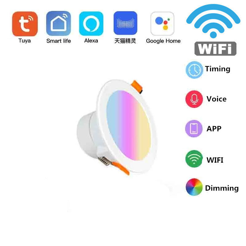 ZigBee Smart 12W LED Downlight WiFi APP Dimming Round Light 16 Million Colors Works With Tuya Alexa Google Home Gateway Control