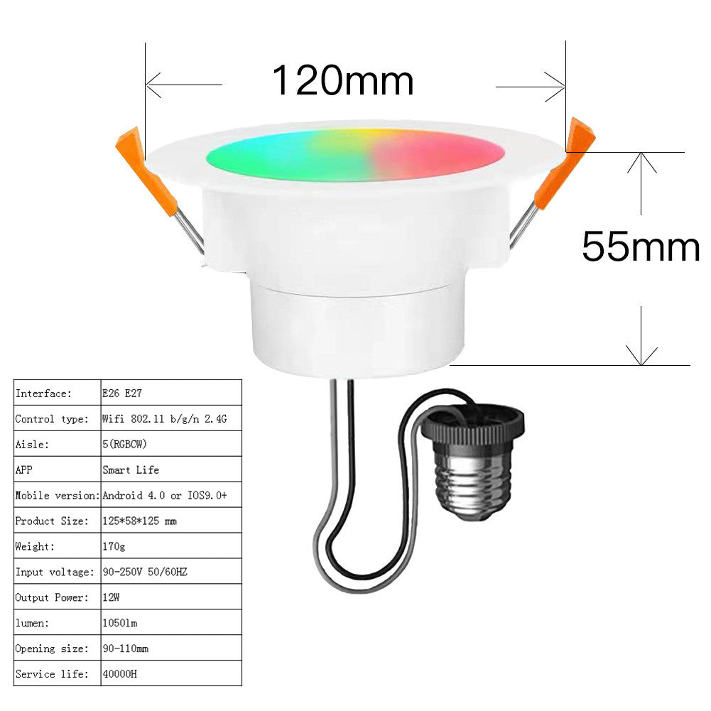 ZigBee Smart 12W LED Downlight WiFi APP Dimming Round Light 16 Million Colors Works With Tuya Alexa Google Home Gateway Control