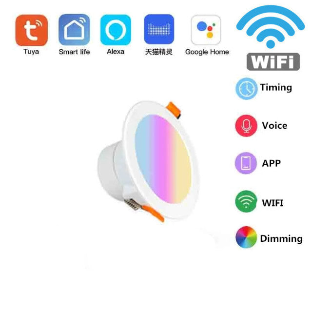ZigBee Smart 12W LED Downlight WiFi APP Dimming Round Light 16 Million Colors Works With Tuya Alexa Google Home Gateway Control