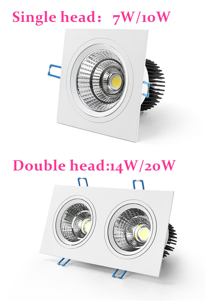 Square Dimmable Recessed LED Downlights 7W 10W 14W 20W COB LED Ceiling Lamp Spot Lights AC110-220V Warm Cold White Indoor Lighting