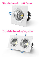 Square Dimmable Recessed LED Downlights 7W 10W 14W 20W COB LED Ceiling Lamp Spot Lights AC110-220V Warm Cold White Indoor Lighting