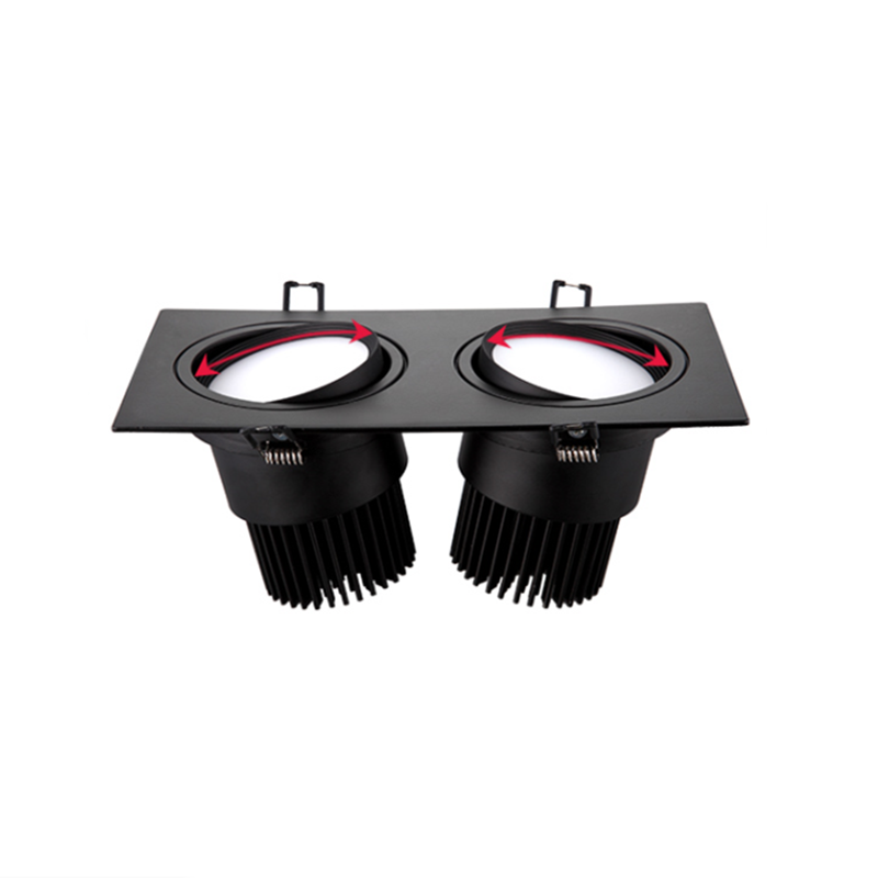 Square Bright Recessed Double LED Dimmable Downlight COB 14W 20W 24W LED Spot light Ceiling Lamp AC 85- 265V with Frosted lens