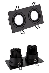 Square Bright Recessed Double LED Dimmable Downlight COB 14W 20W 24W LED Spot light Ceiling Lamp AC 85- 265V with Frosted lens