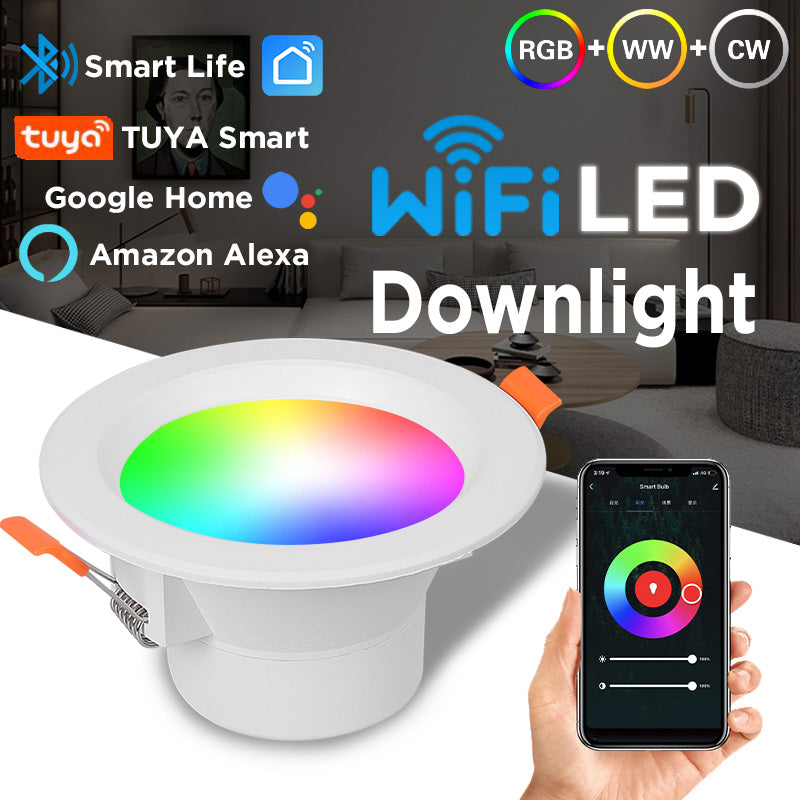Led Down Light Smart Spot LED Downlights RGB Dimming 5W 7W 9W WIFI Ceiling Spot Light Indoor Lighting Recessed Bluetooth Lamp