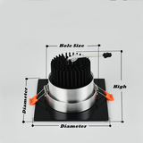 Recessed Square Dimmable LED Downlights 7W 9W 12W COB LED Ceiling Lamp AC85-265V Warm/Cold White LED Spot Lights Indoor Lighting