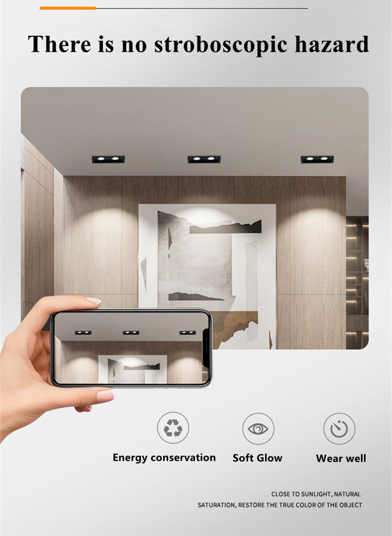 QIUBOSS Dimmable LED Recessed Downlights 220V Led Embedded Spotlights 10W 20W COB Ceiling Lamp Square Lighting Lights for Indoor