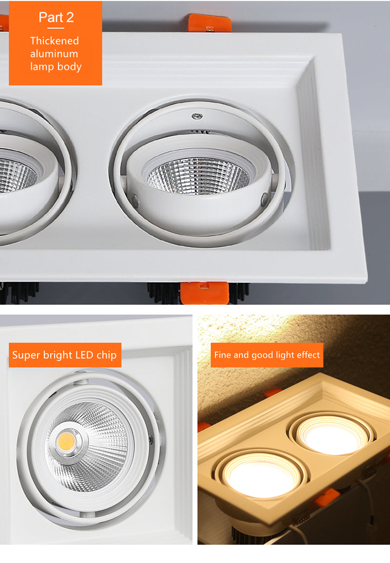 QIUBOSS Dimmable LED Recessed Downlights 220V Led Embedded Spotlights 10W 20W COB Ceiling Lamp Square Lighting Lights for Indoor