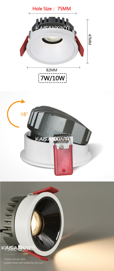 2022 New High Anti-Glare LED COB Recessed Downlight 3W 5W 7W 10W 110V 220V Dimmable Ceiling Spot Lights Indoor Lighting