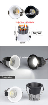 2022 New High Anti-Glare LED COB Recessed Downlight 3W 5W 7W 10W 110V 220V Dimmable Ceiling Spot Lights Indoor Lighting