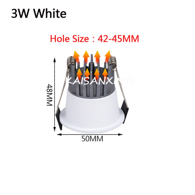 2022 New High Anti-Glare LED COB Recessed Downlight 3W 5W 7W 10W 110V 220V Dimmable Ceiling Spot Lights Indoor Lighting