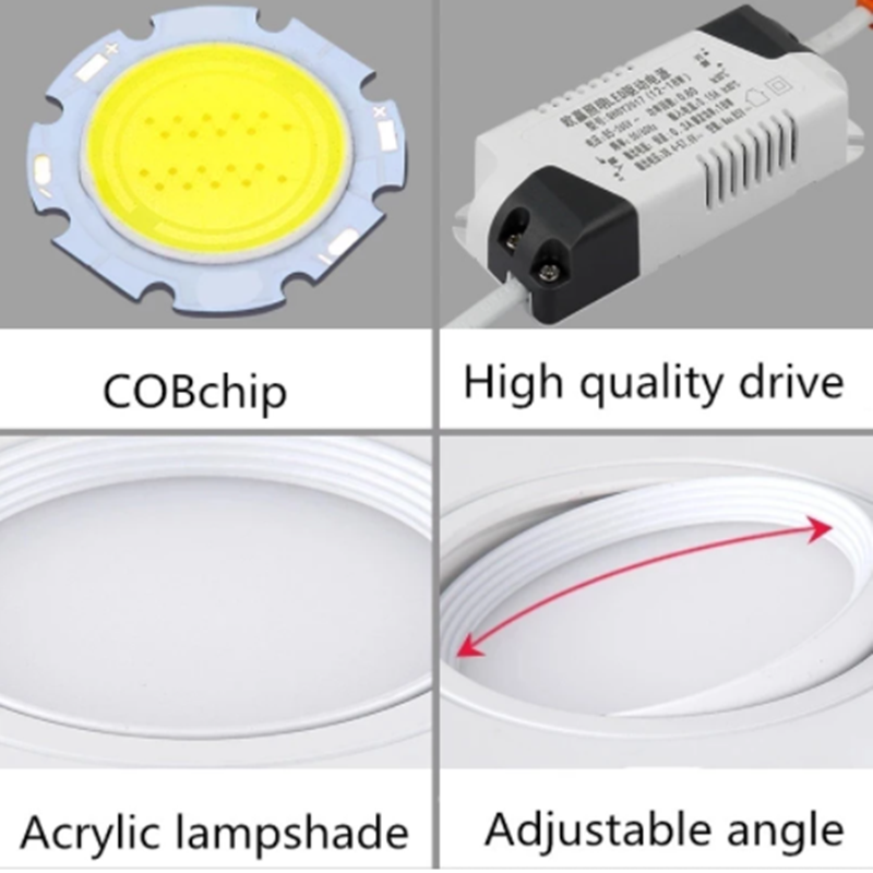 New Recessed Double LED Dimmable Downlight COB 7w 9w 12W Spot Decoration Room Ceiling Lamp AC 110V 220V Led Panel Lights