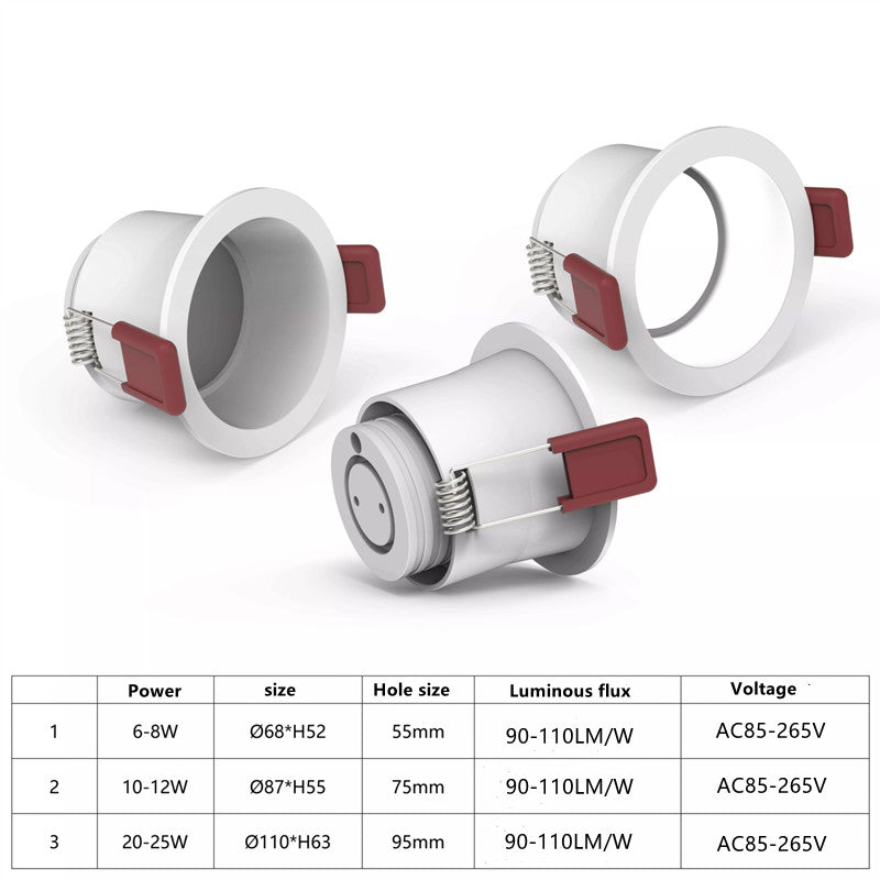 New Round Arc Anti-Glare Led COB Ceiling Recessed Downlights 6w 8w 10w 12w 20w 25w Dimmable 110v 220v for Indoor Lighting