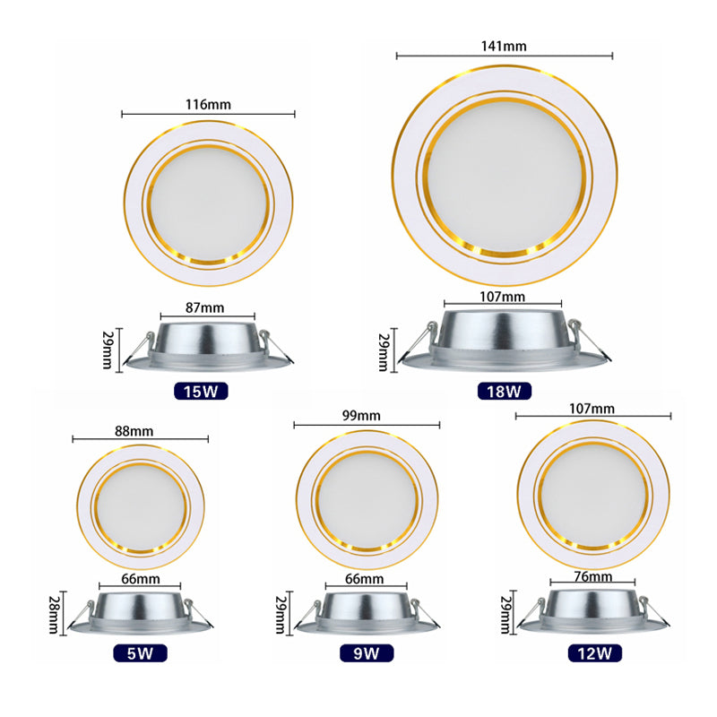 Led Downlight 5W 9W 12W 15W 18W Recessed Ceiling Light AC 220V 230V 240V Round Led Panel Down Light 6pcs/lot Spotlight Lighting
