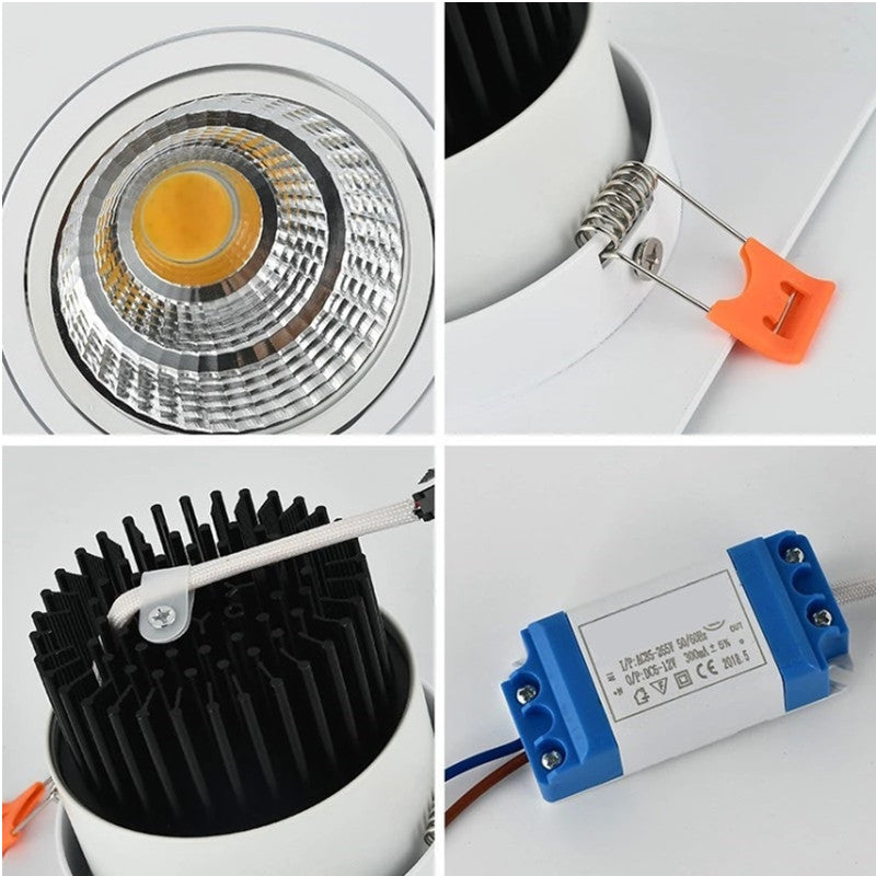6 Types Dimmable Recessed Square Downlights 15W 10W COB LED Ceiling Lamp AC90-260V LED Background Spot Lights Indoor Lighting