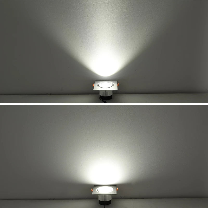 6 Types Dimmable Recessed Square Downlights 15W 10W COB LED Ceiling Lamp AC90-260V LED Background Spot Lights Indoor Lighting