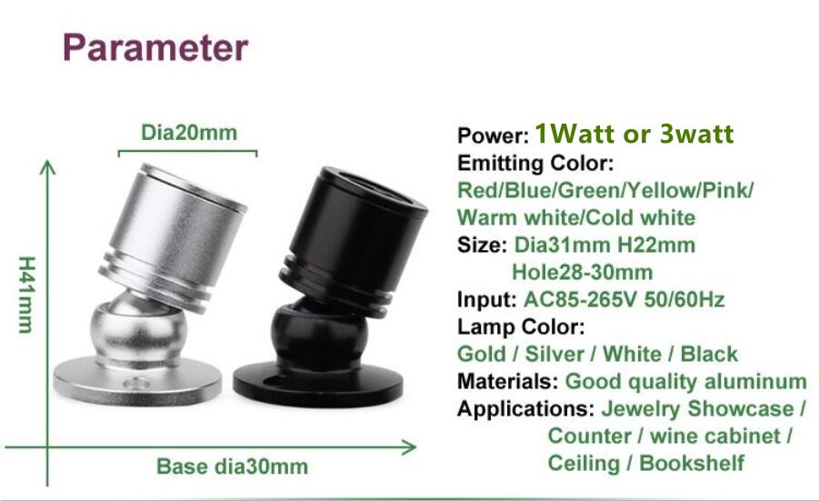 LED Cabinet Mini Spot Light 1W 110V 220V Downlight Jewelry Show Include Led Driver Surface Mounted Ceiling Light Lamp