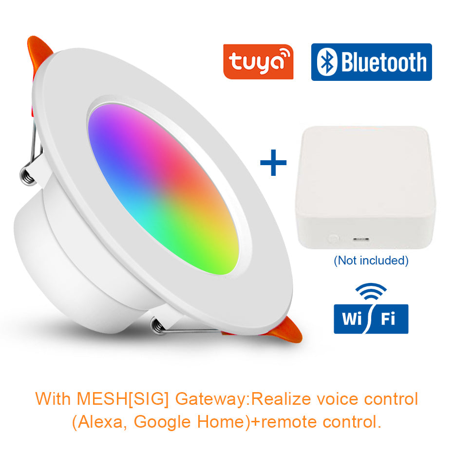LED Spot RGB Downlight 10W Ceiling Lamp Warm White Dimmable APP Control For Kitchen AC110V 220V Tuya Smart Bluetooth Recessed