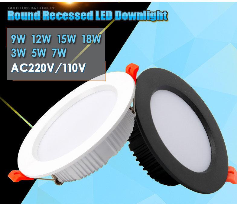 LED Downlight Thick Aluminum 5W 7W 9W 12W 15W 18W 110V Recessed 6Pcs AC220V Spot Lighting Bedroom Kitchen Indoor Down Lamp