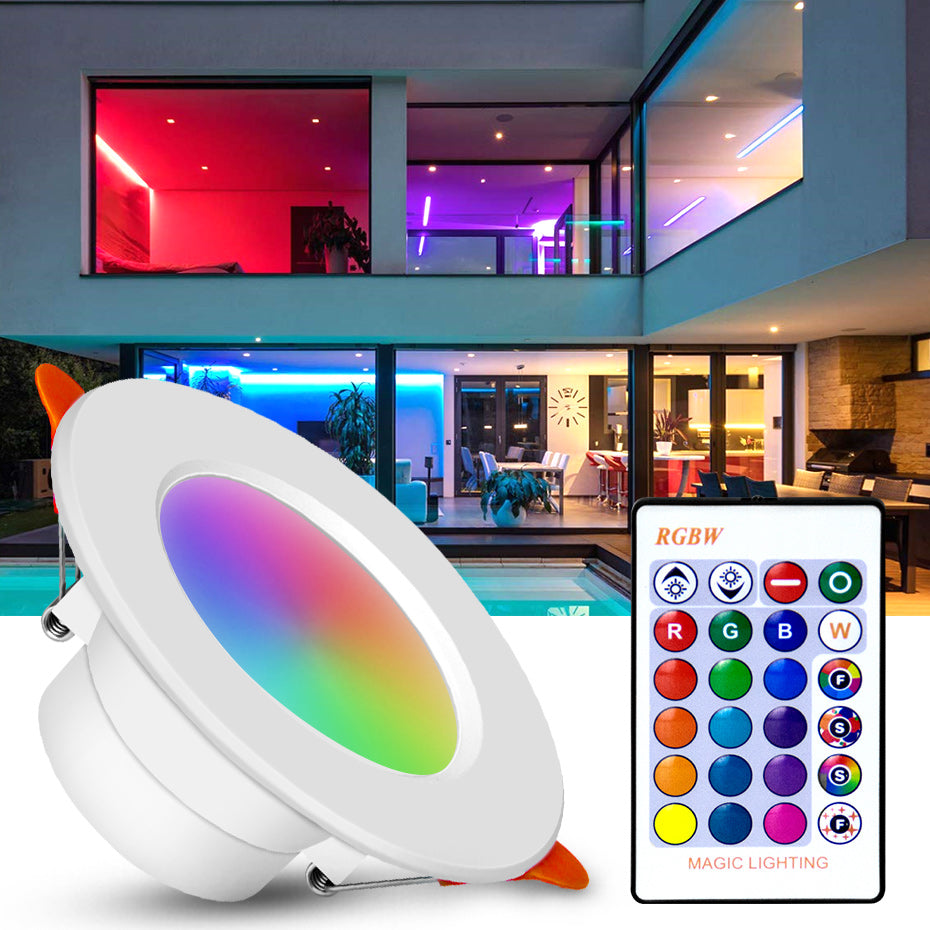 LED Lamp RGB Downlight Dimmable 10W 15W Ceiling Light Cold/Warm White 16 Color with 24Key Remote Control Kitchen Indoor Lights
