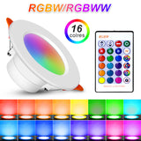 RGB LED Downlight 10W 15W Ceiling Lamp Dimmable 16 Color Cold/Warm White with IR Remote Control For Kitchen Indoor Lights