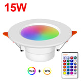 RGB LED Downlight 10W 15W Ceiling Lamp Dimmable 16 Color Cold/Warm White with IR Remote Control For Kitchen Indoor Lights