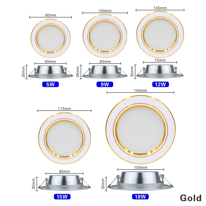LED Downlight Ceiling 5W 9W 12W 15W 18W led Ceiling lamp Gold/Silver/White Body AC 220V 230V 240V led light