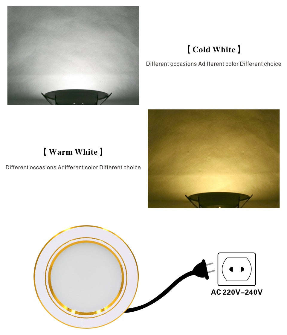 LED Downlight Ceiling 5W 9W 12W 15W 18W led Ceiling lamp Gold/Silver/White Body AC 220V 230V 240V led light