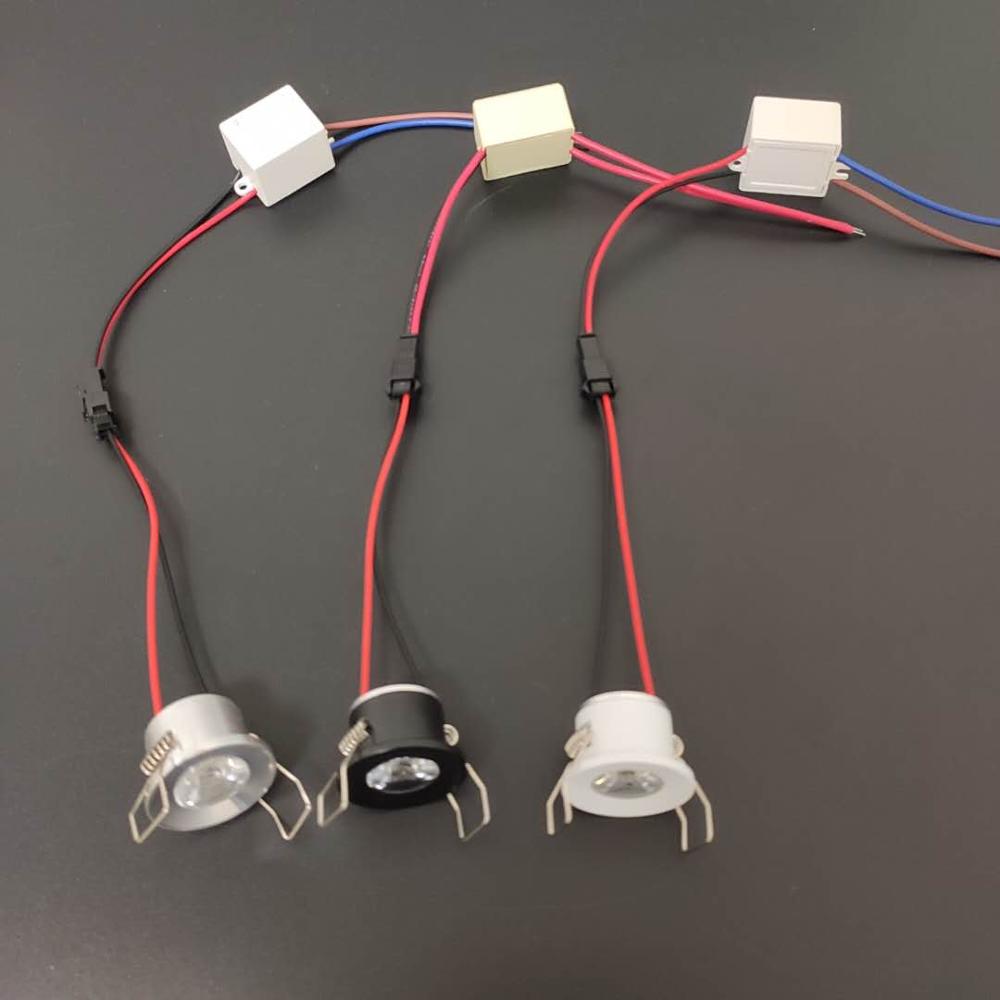 Dimmable LED mini AC/DC 12V Downlight 3000K 4000K 6000K Spot Light 1W for Ceiling Recessed Lamp Black Silver White