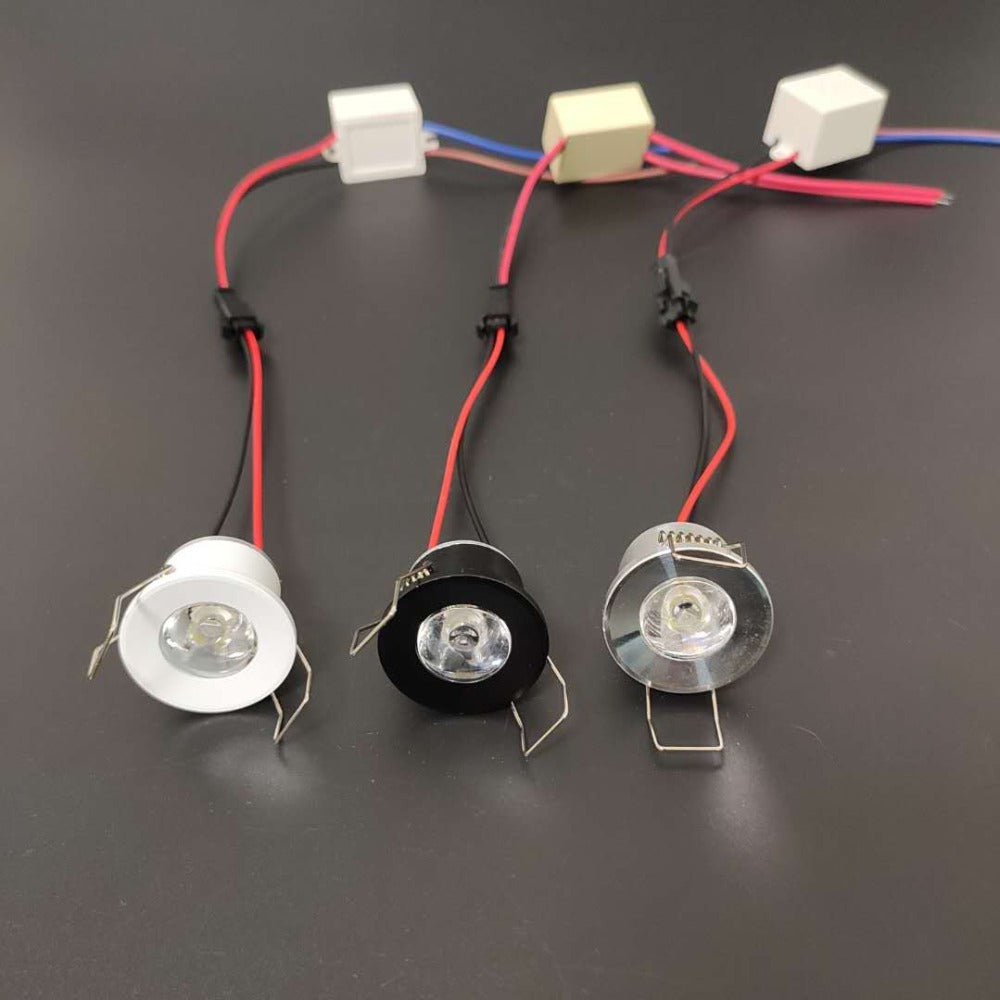Dimmable LED mini AC/DC 12V Downlight 3000K 4000K 6000K Spot Light 1W for Ceiling Recessed Lamp Black Silver White