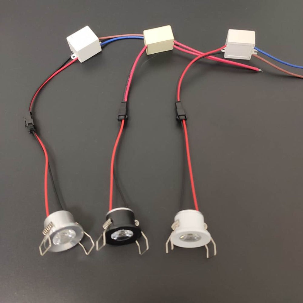 Dimmable LED mini AC/DC 12V Downlight 3000K 4000K 6000K Spot Light 1W for Ceiling Recessed Lamp Black Silver White