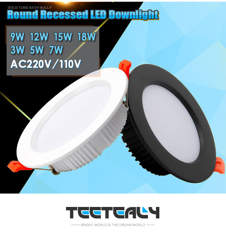 LED Downlight 12W 15W 18W 9W AC220V 5W 7W 110V Recessed Spot Thick 10Pcs Aluminum Lighting Bedroom Kitchen Indoor Down Lamp
