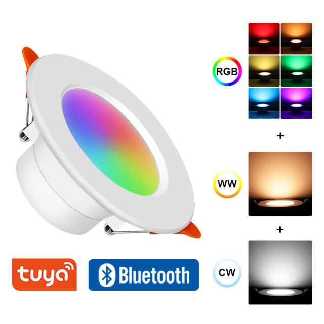 RGB LED Downlight 10W Ceiling Spotlight Lamp Tuya Bluetooth Smart Life APP Control Warm/Cold White Dimmable 220V For Kitchen