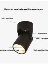 ACETIDE Dimmable High Quality Rotating LED Downlight Surface Mounted Adjustment COB AC85-265V 10W 15W Ceiling Light Spotlight