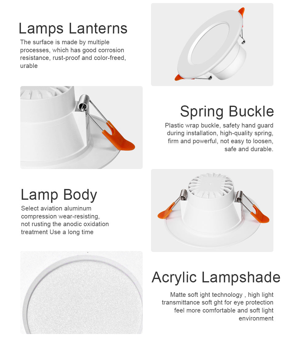 Tuya Bluetooth LED Smart Downlight Indoor Spotlight 10W 110V 220V Dimmable RGB Ceiling Down Light Music Mode For Home Party