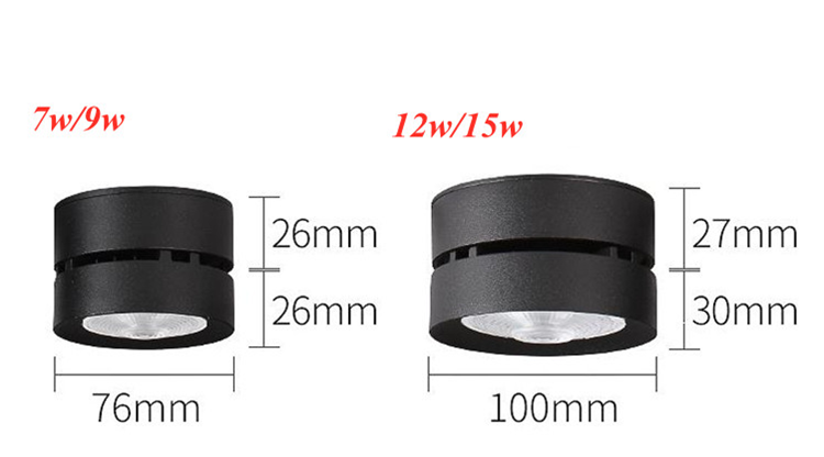 Round Shape 360 Adjustable Angle Led Cob Downlight 7w 9W 12W 15 Led Ceiling Spot Light Pic Background Spotlights TV Background