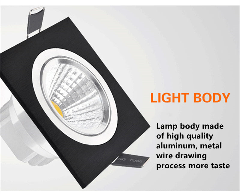 Square Dimmable Recessed COB LED Downlights 5W 7W 9W 12W LED Ceiling Spot Lights AC85~265V LED Ceiling lamps Indoor Lighting