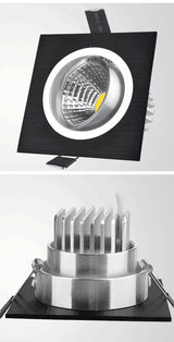 Square Dimmable Recessed COB LED Downlights 5W 7W 9W 12W LED Ceiling Spot Lights AC85~265V LED Ceiling lamps Indoor Lighting