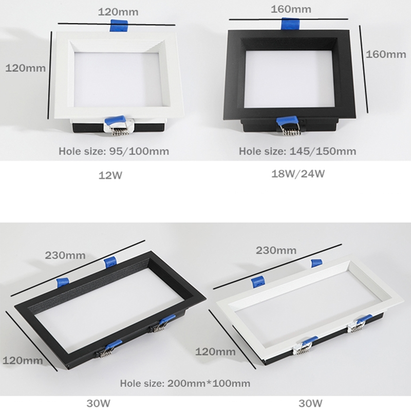 New LED Downlight Ceiling Grille Light Rectangular Spotlight SMD2835 Square Recessed Ceiling Light Bold Light 12W 18W 24W 30W