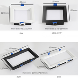 New LED Downlight Ceiling Grille Light Rectangular Spotlight SMD2835 Square Recessed Ceiling Light Bold Light 12W 18W 24W 30W