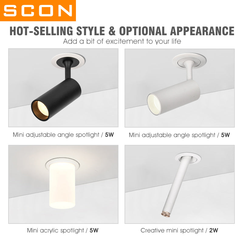 SCON LED Downlight 220V Creative adjustable angle Recessed in Ceiling Downlight Light Recessed Downlight Warm white Lamp 2W 5W