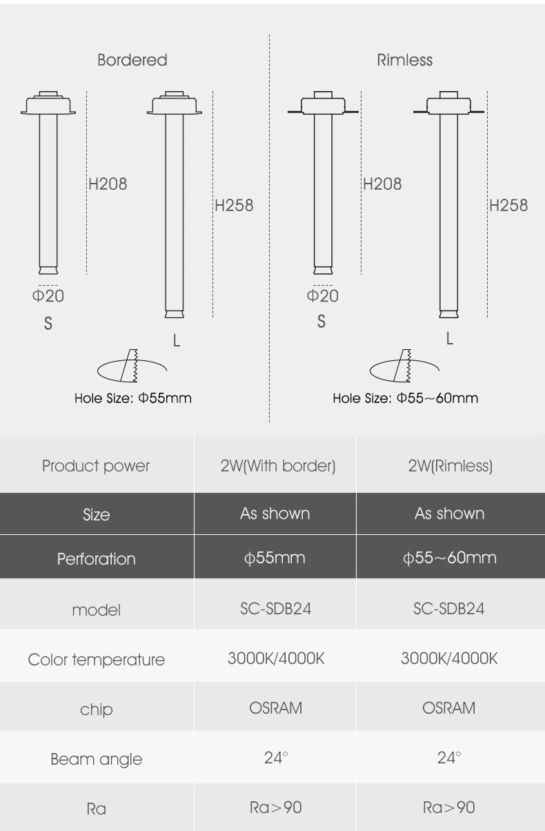 SCON LED Downlight 220V Creative adjustable angle Recessed in Ceiling Downlight Light Recessed Downlight Warm white Lamp 2W 5W