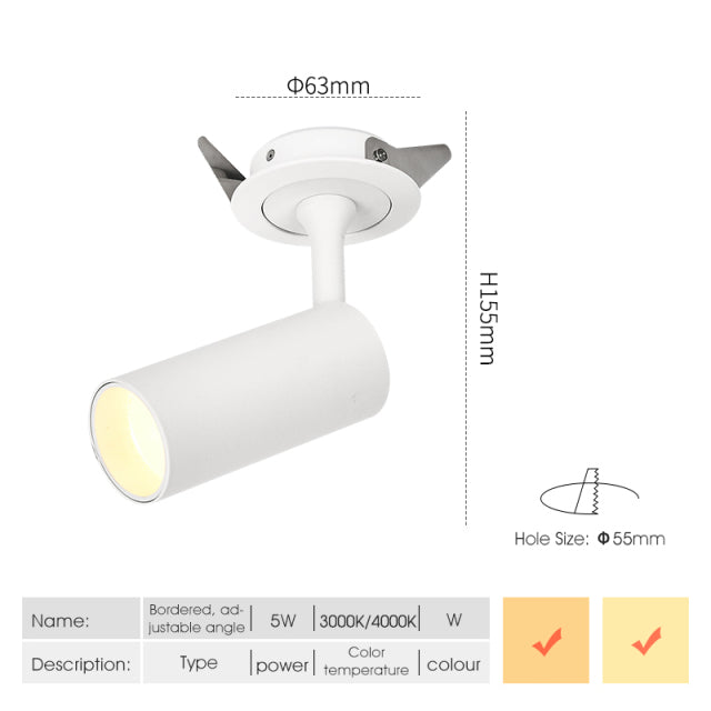 SCON LED Downlight 220V Creative adjustable angle Recessed in Ceiling Downlight Light Recessed Downlight Warm white Lamp 2W 5W
